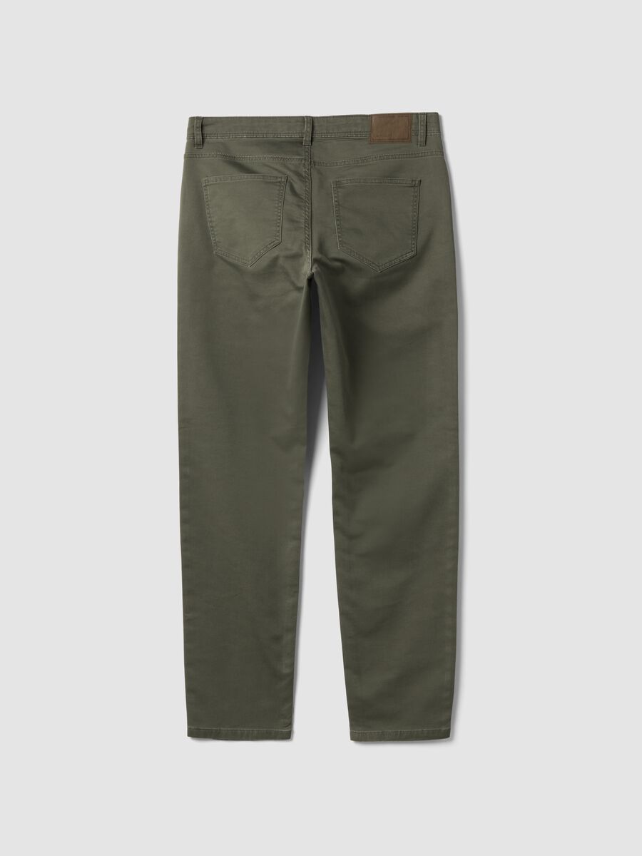 Green slim-fit stretch cotton dobby trousers_5
