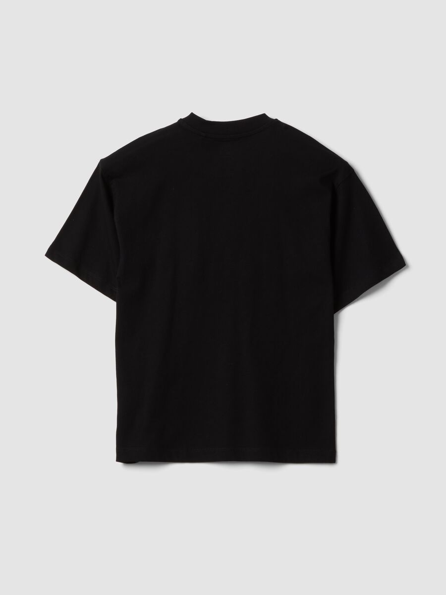 Boys&rsquo; black pure cotton oversized T-shirt with print_1