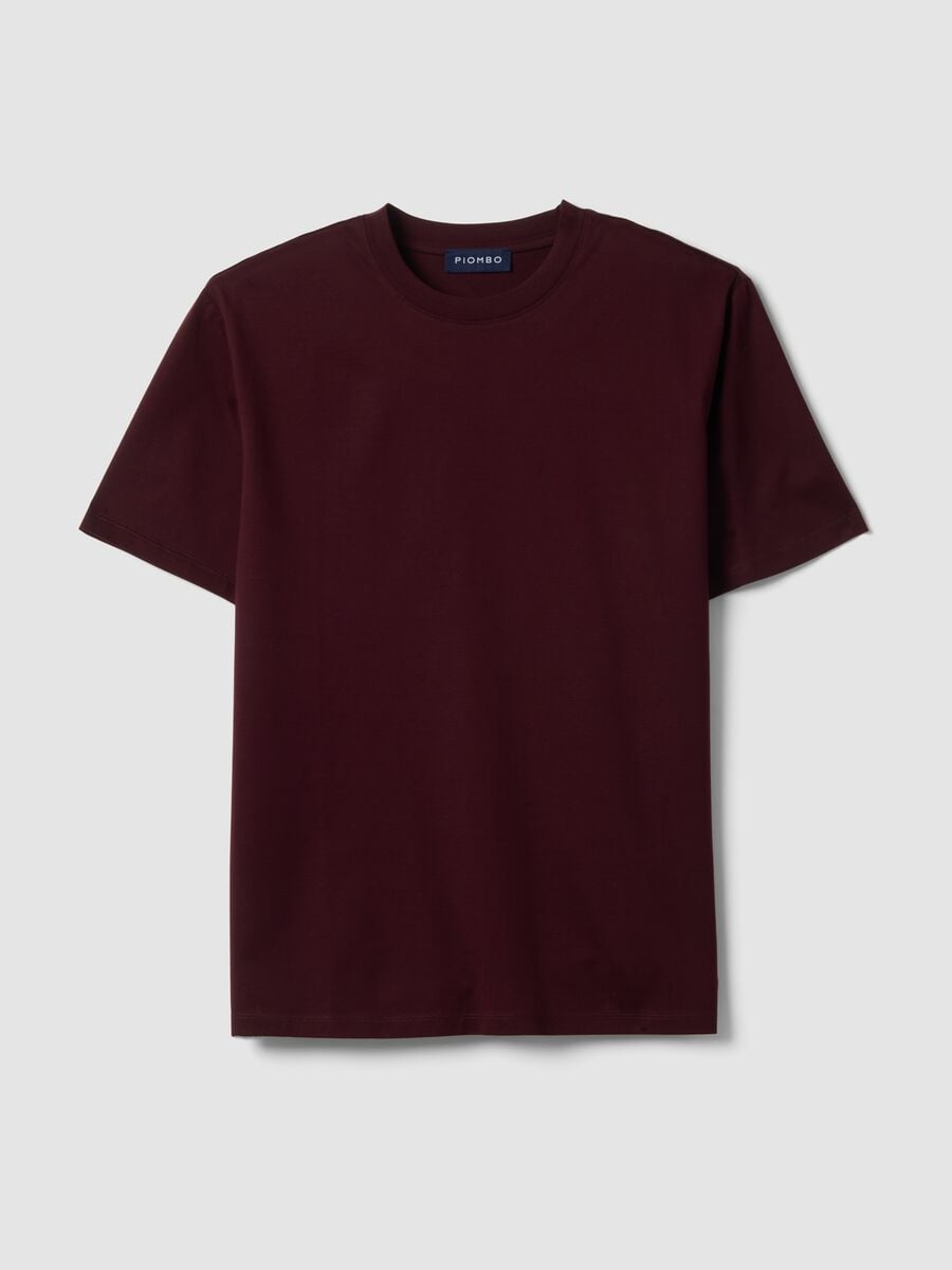Red pure cotton jersey T-shirt with crew neck and relaxed fit_4