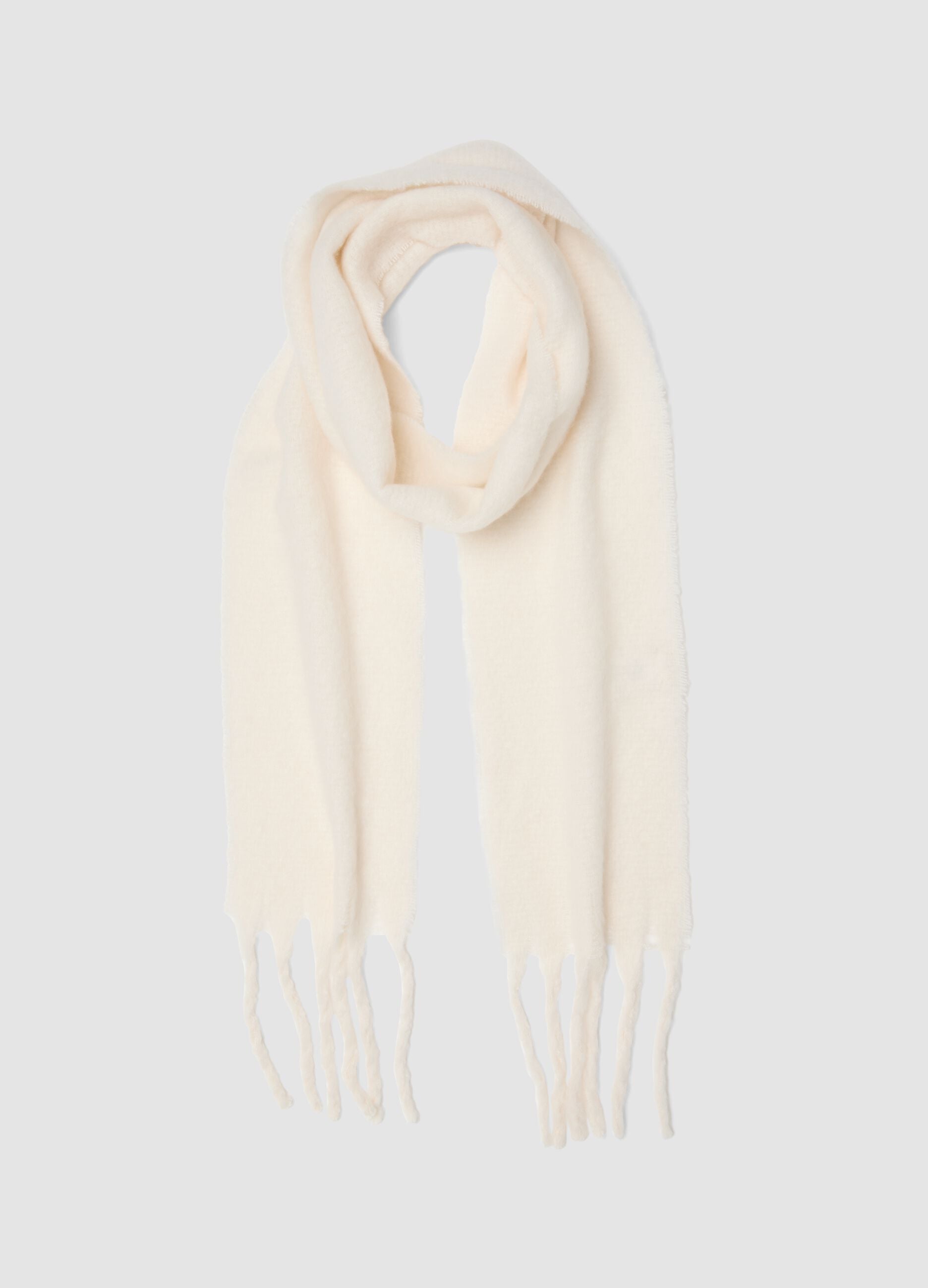 Soft White Scarf with Fringes
