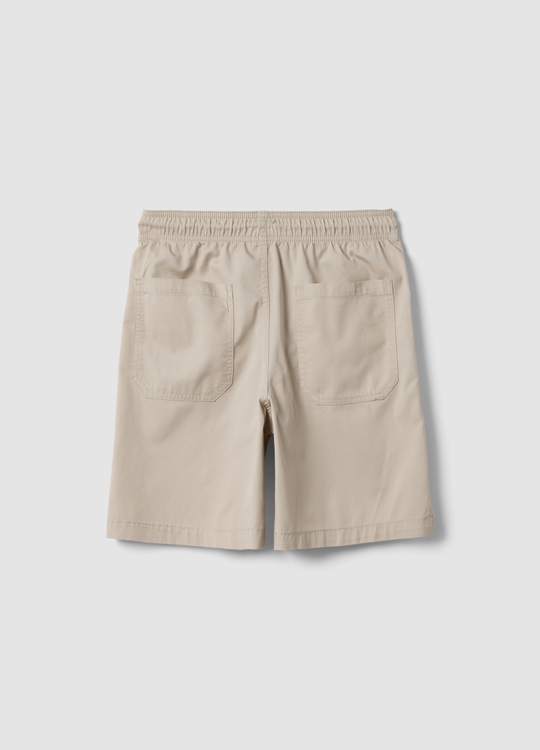 Beige pure cotton shorts with elasticated waist
