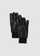 Black genuine lambskin gloves with knitted cuffs_0