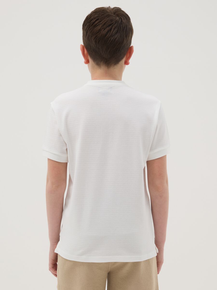 Polo in puro cotone bianca da ragazzo regular fit con collo coreano_2