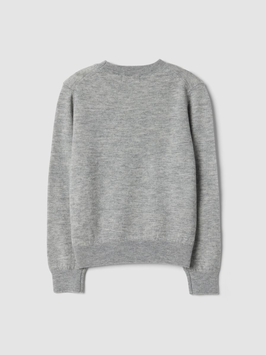 Maglione grigio in pura lana a maniche lunghe regular fit_2