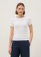 White pure cotton regular fit T-shirt with contrast stitching_0