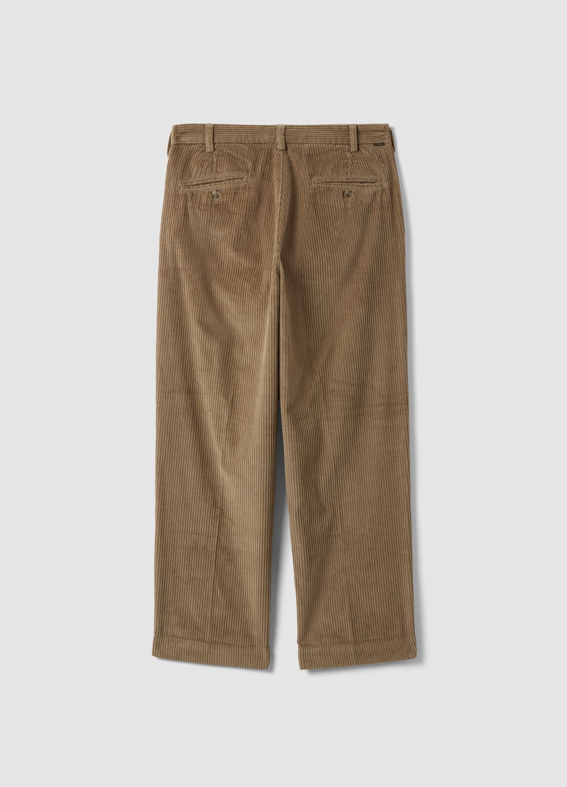 Pantaloni marroni in puro cotone a coste baggy fit