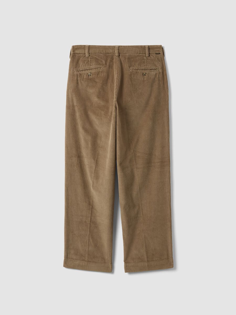 Pantaloni marroni in puro cotone a coste baggy fit_2