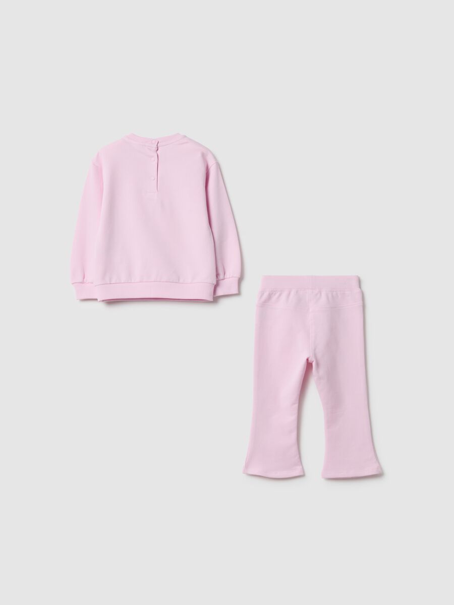 Girl's pink sweatshirt and trouser set in stretch cotton regular fit_1