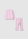 Girl's pink sweatshirt and trouser set in stretch cotton regular fit_1