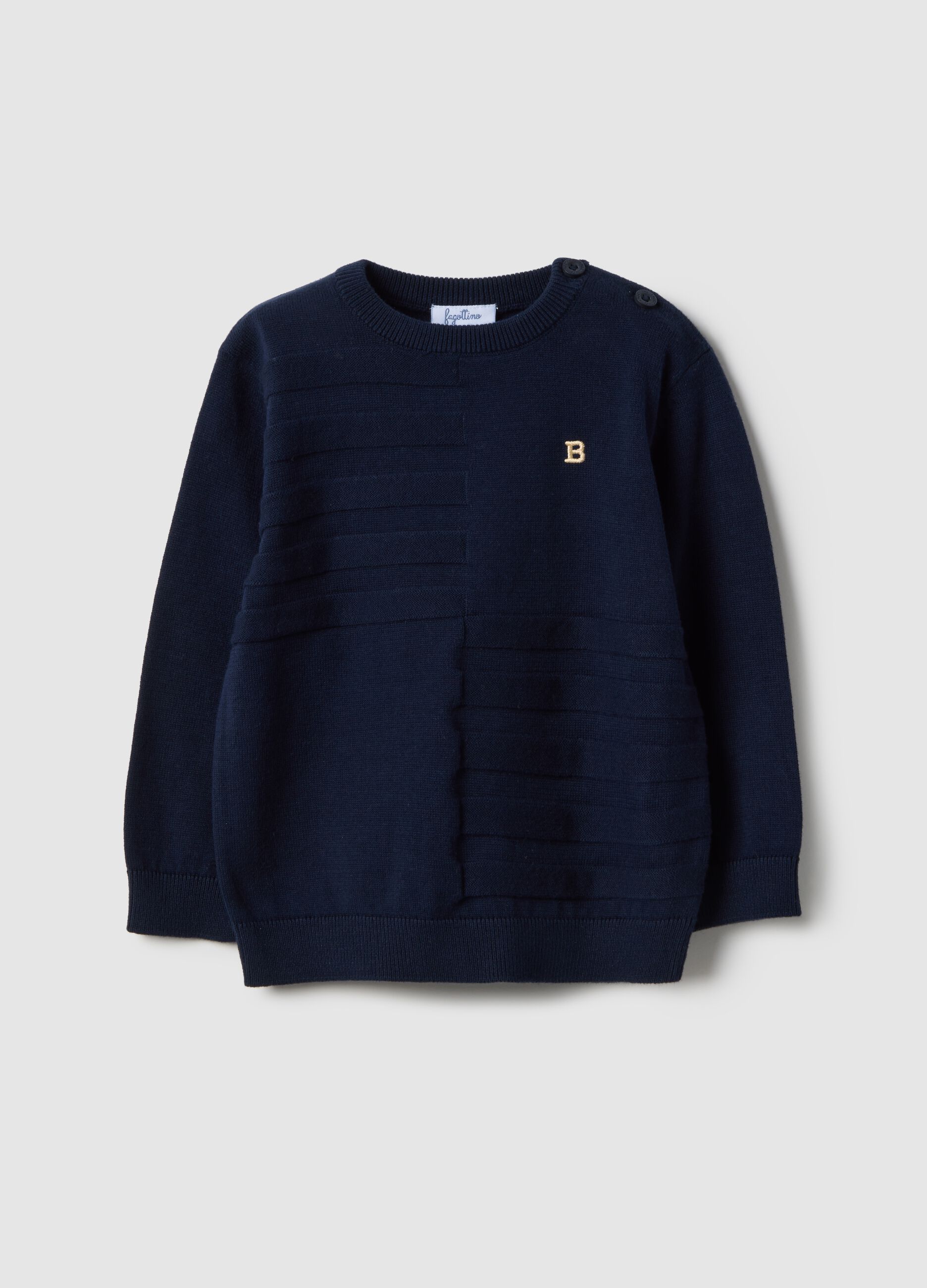 Blue pure cotton regular fit jumper with buttons for baby