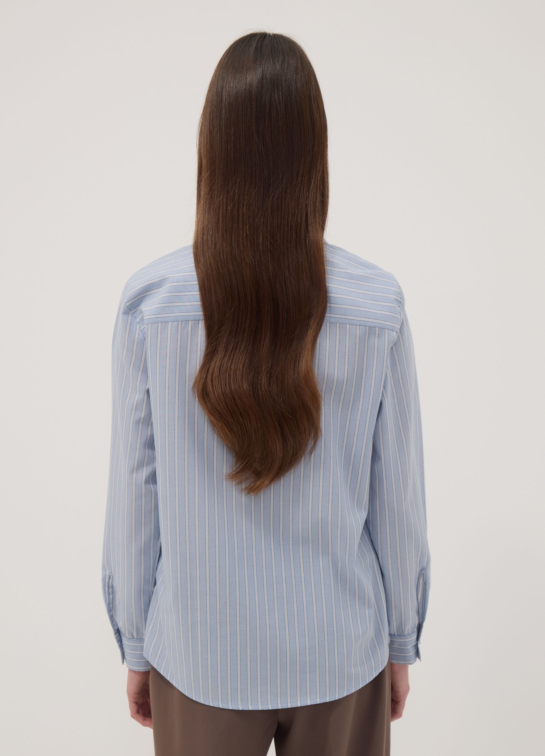 Blue striped long-sleeve slim-fit shirt