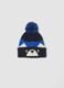 Gorro azul de malha com pompom e motivo animal_0