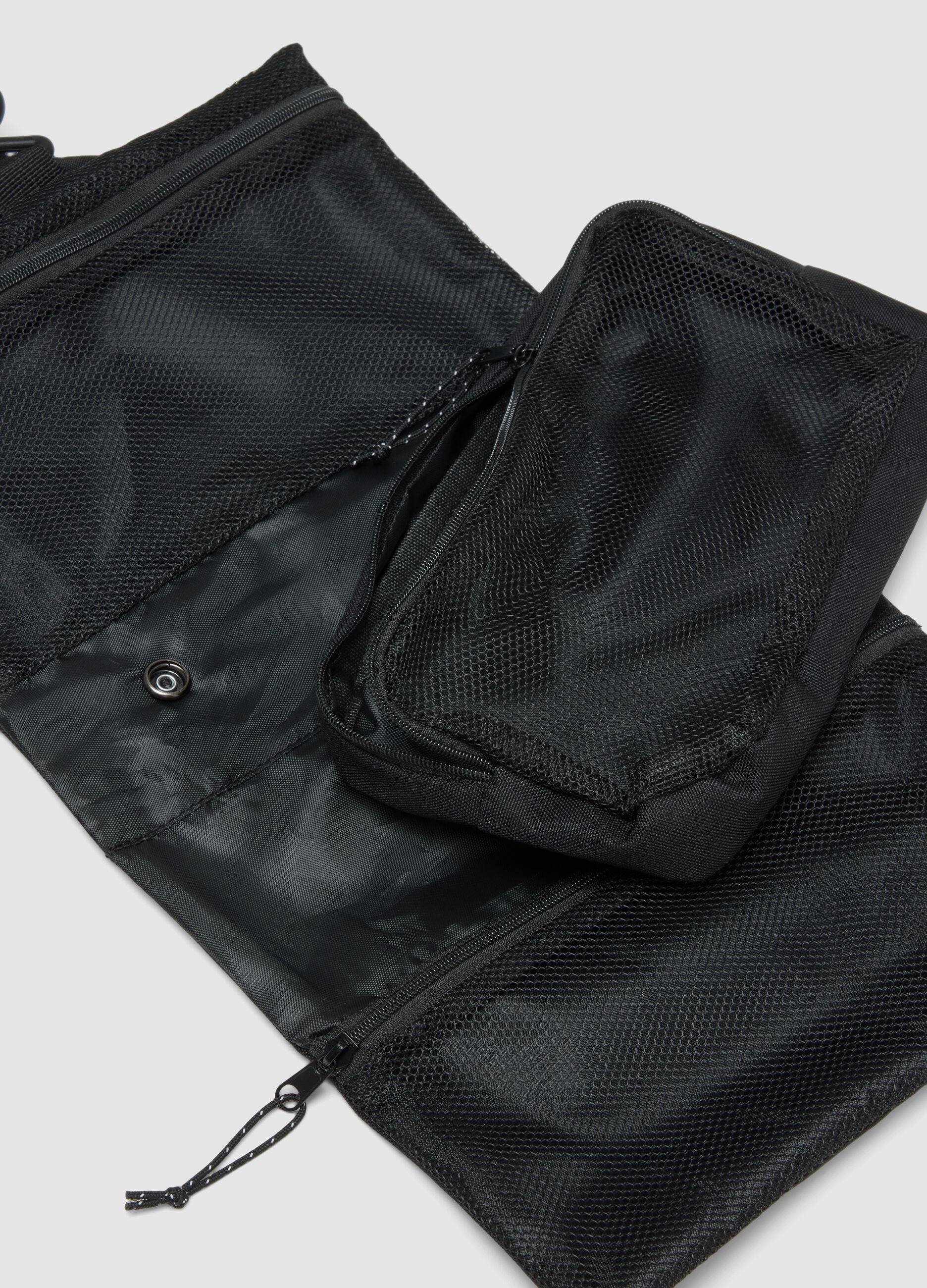 Borsa nera pieghevole multi scomparto con inserti