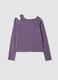 Purple stretch organic cotton cut-out T-shirt for girls_3