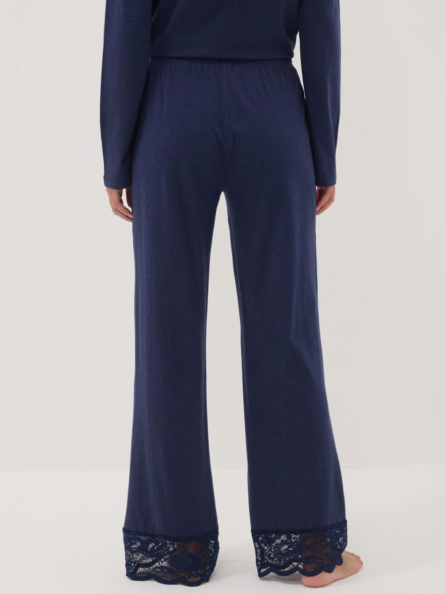 Blue pyjama trousers in cotton, lyocell and stretch wool_2
