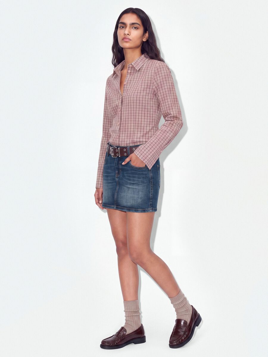 Pink checked slim-fit pure cotton poplin shirt_1