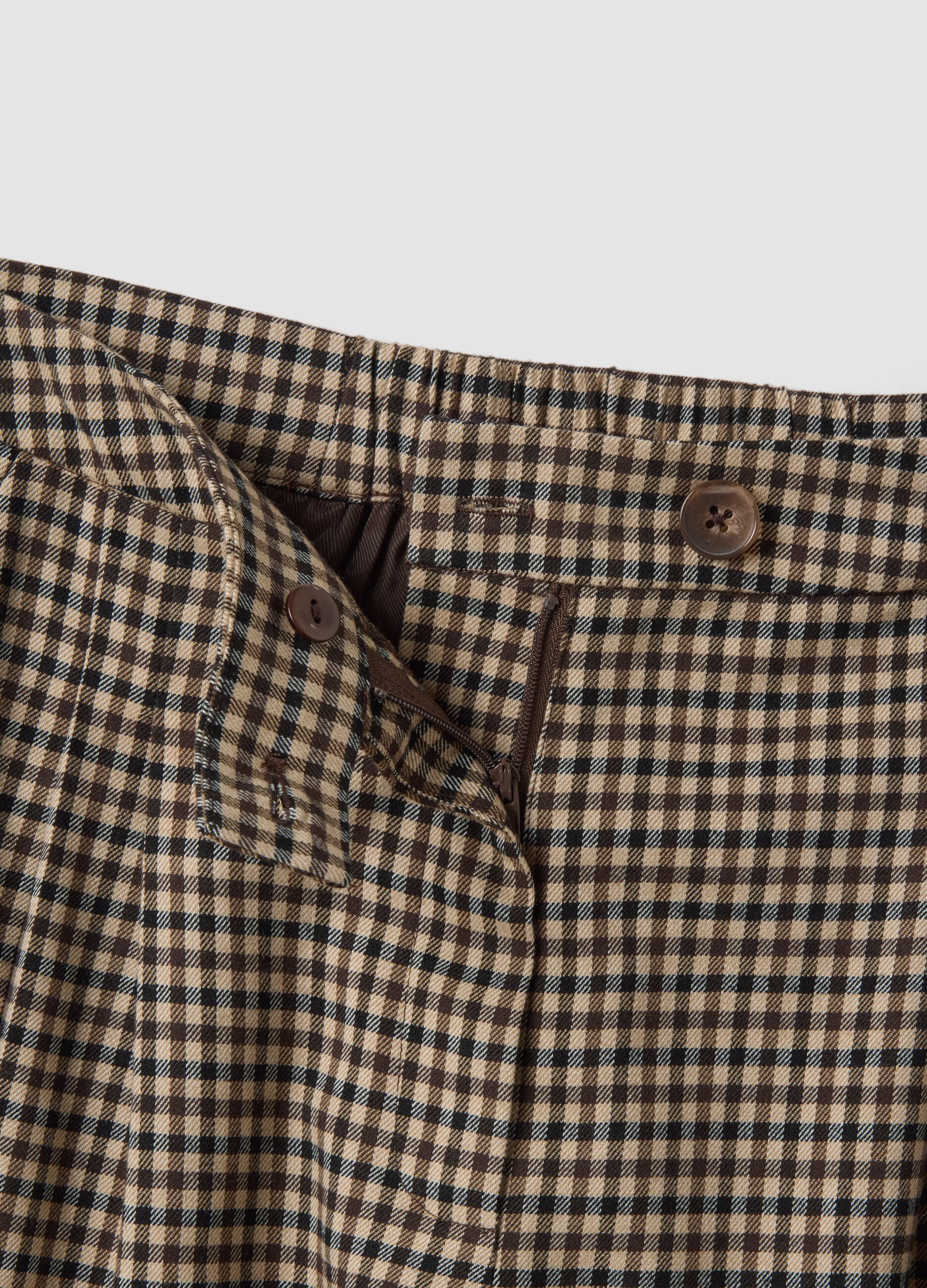 Pantaloni beige scuro e neri in viscosa e lana elasticizzata