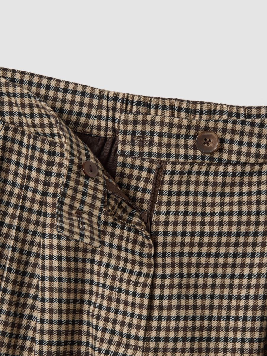 Pantaloni beige scuro e neri in viscosa e lana elasticizzata_1