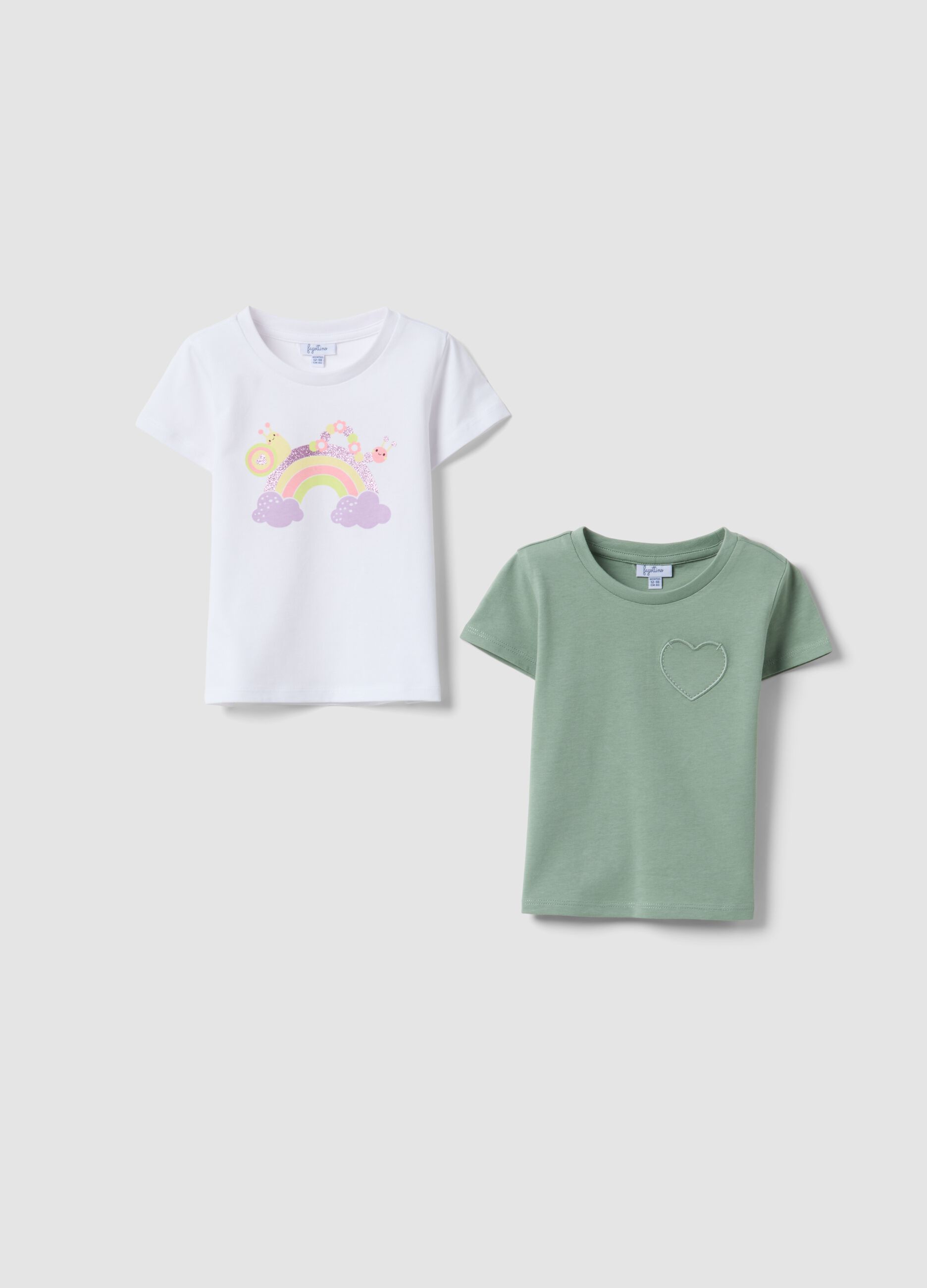 2er-Pack mehrfarbige T-Shirts aus reiner Baumwolle f&uuml;r Baby-M&auml;dchen