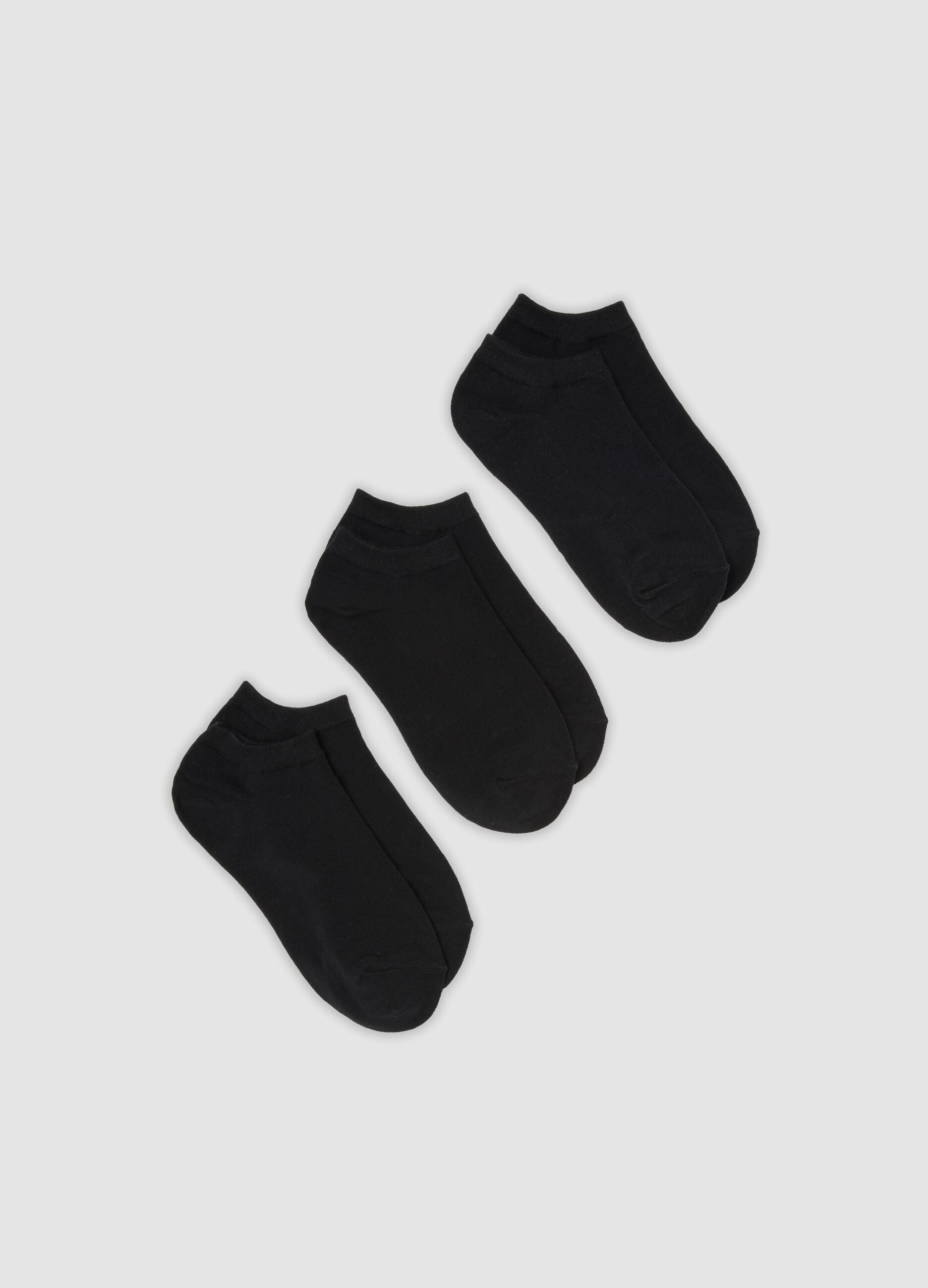 3er-Pack schwarze Kn&ouml;chelsocken aus Bio-Baumwolljersey