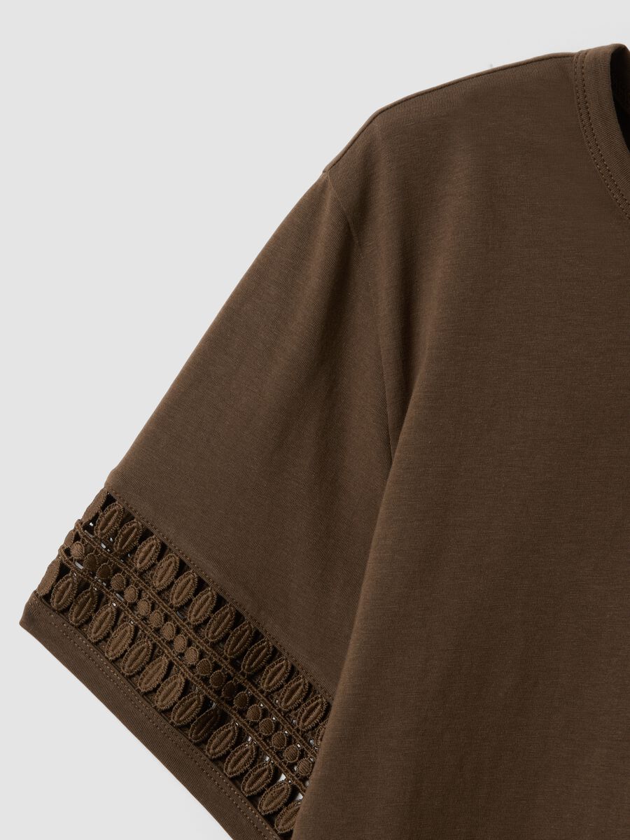 Camiseta marr&oacute;n de algod&oacute;n puro de manga corta_5