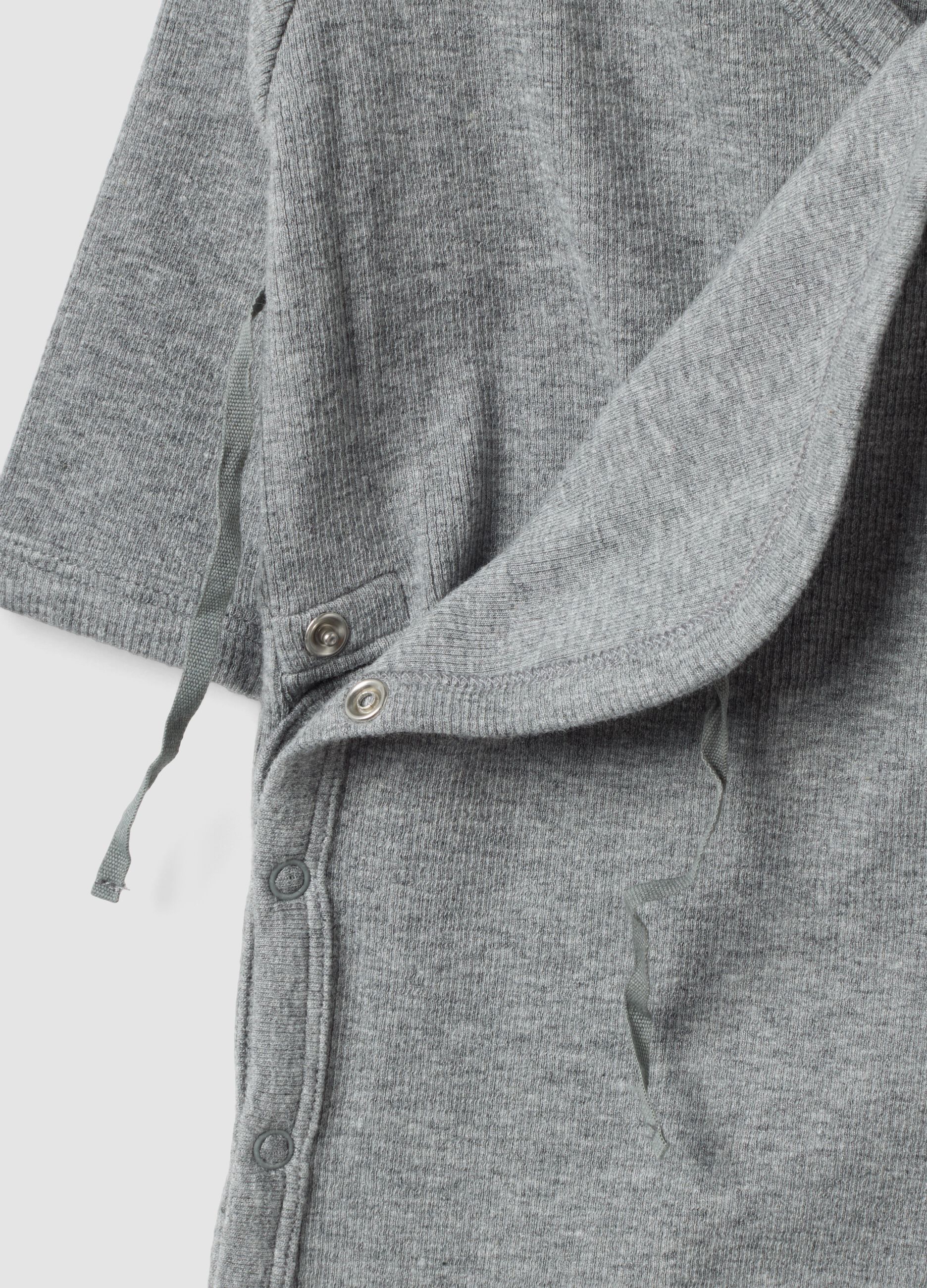 Grey organic cotton wrapover sleepsuit for newborns