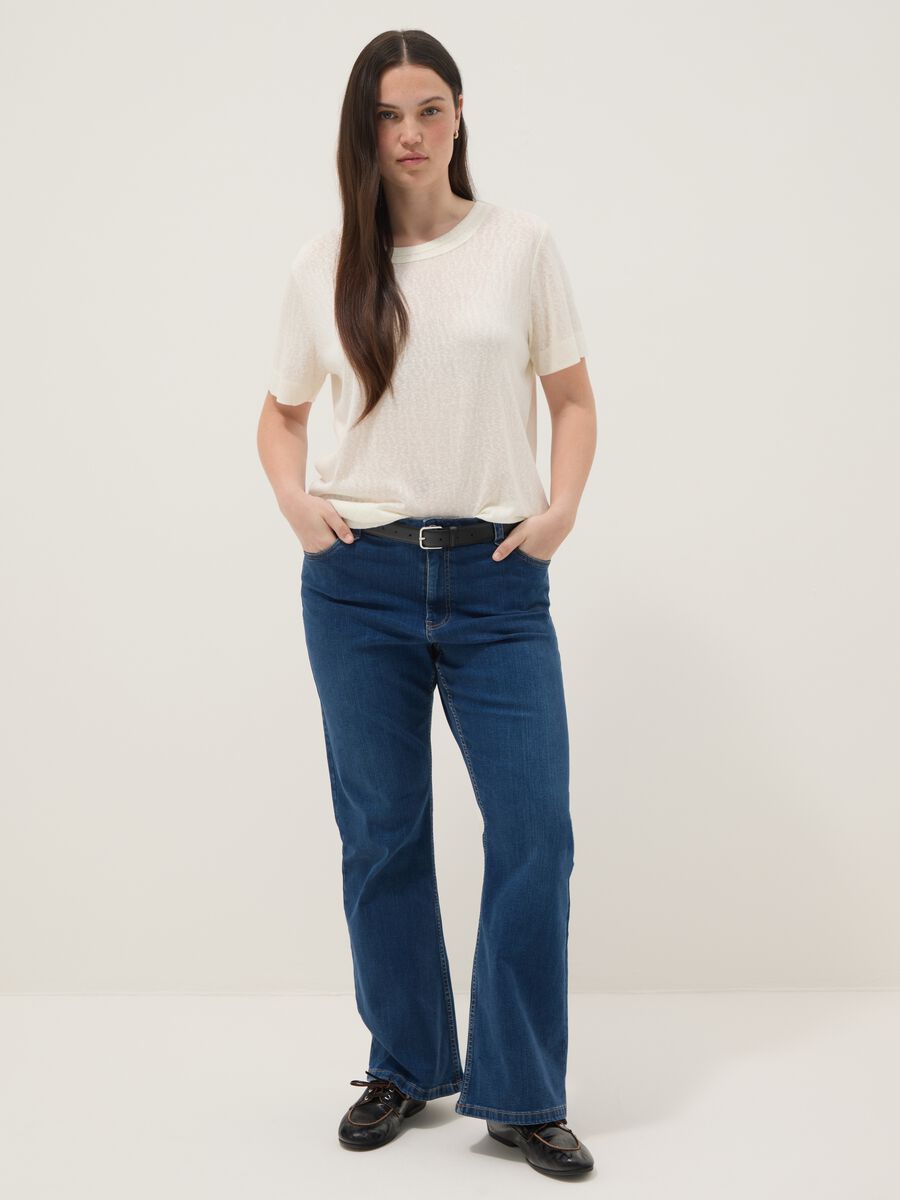 Wei&szlig;es T-Shirt aus Viskosemix, Regular Fit, kurz&auml;rmlig_2