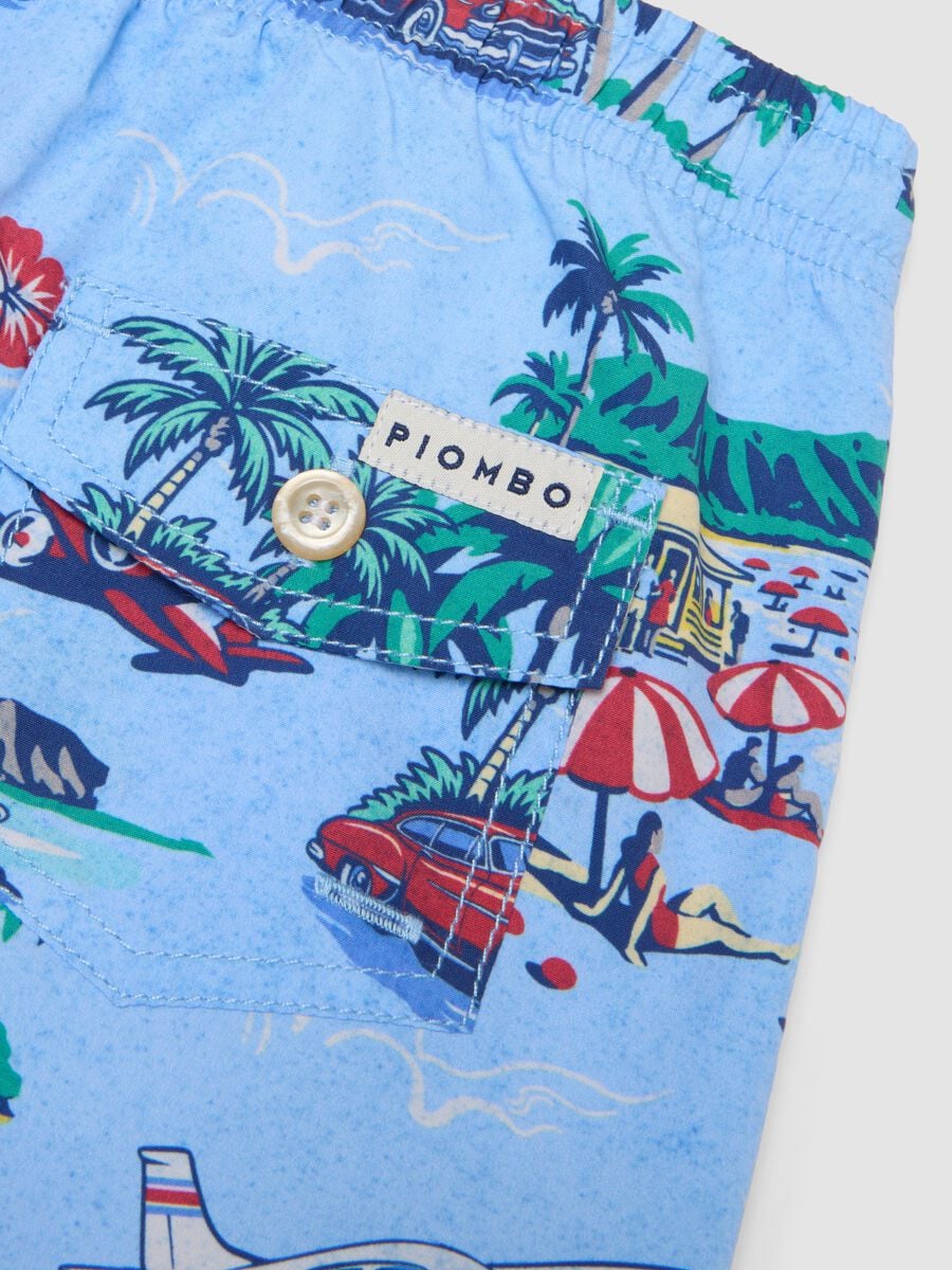 Blue tropical-print swim shorts_3