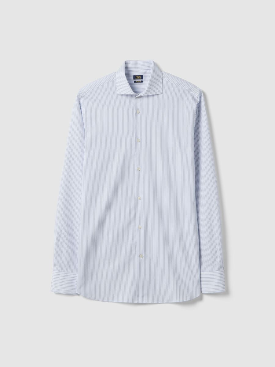 Multicolour striped regular fit shirt with French collar_4