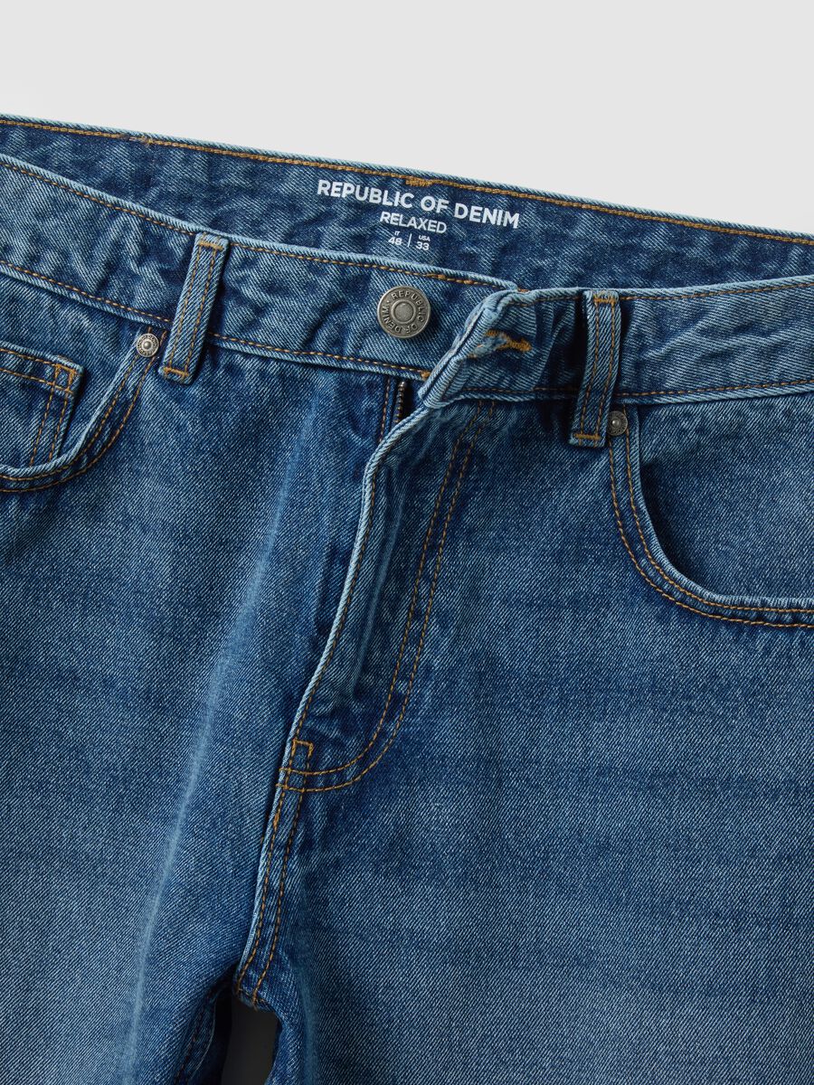 Blue Pure Cotton Regular Fit Jeans_5