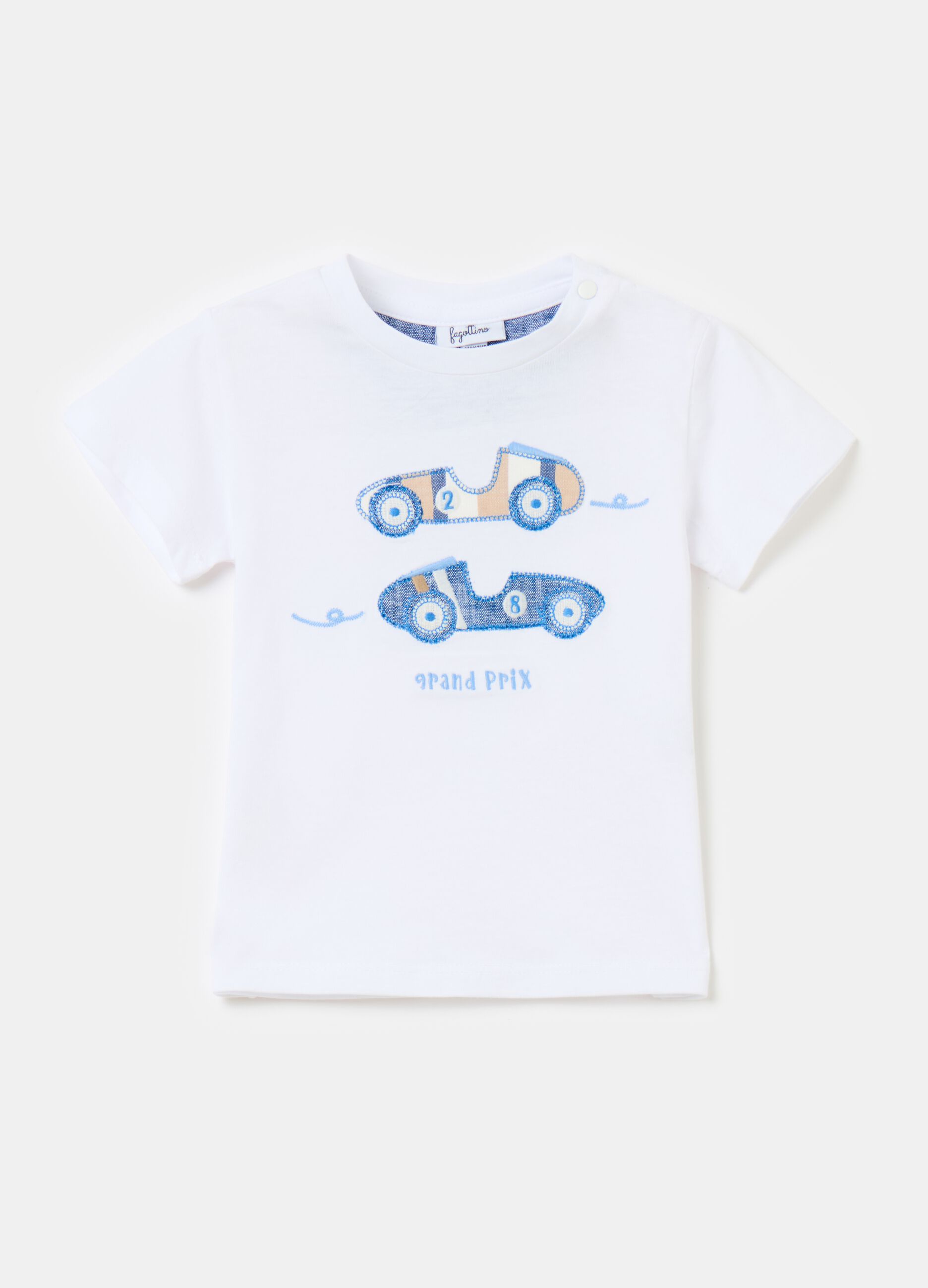 Camiseta de algodón con parche coche de carreras
