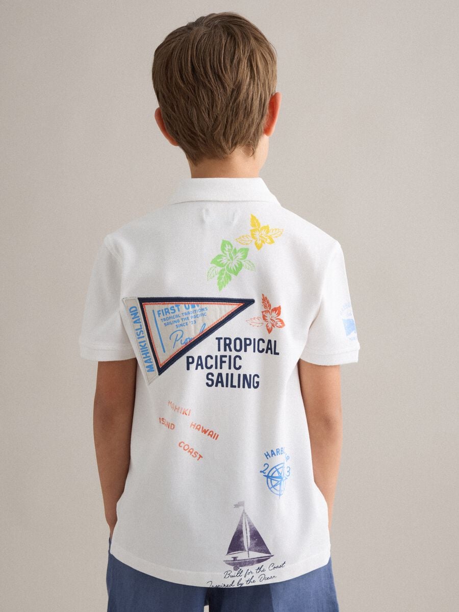 Weisses Kurzarm-Poloshirt aus reiner Baumwolle_1