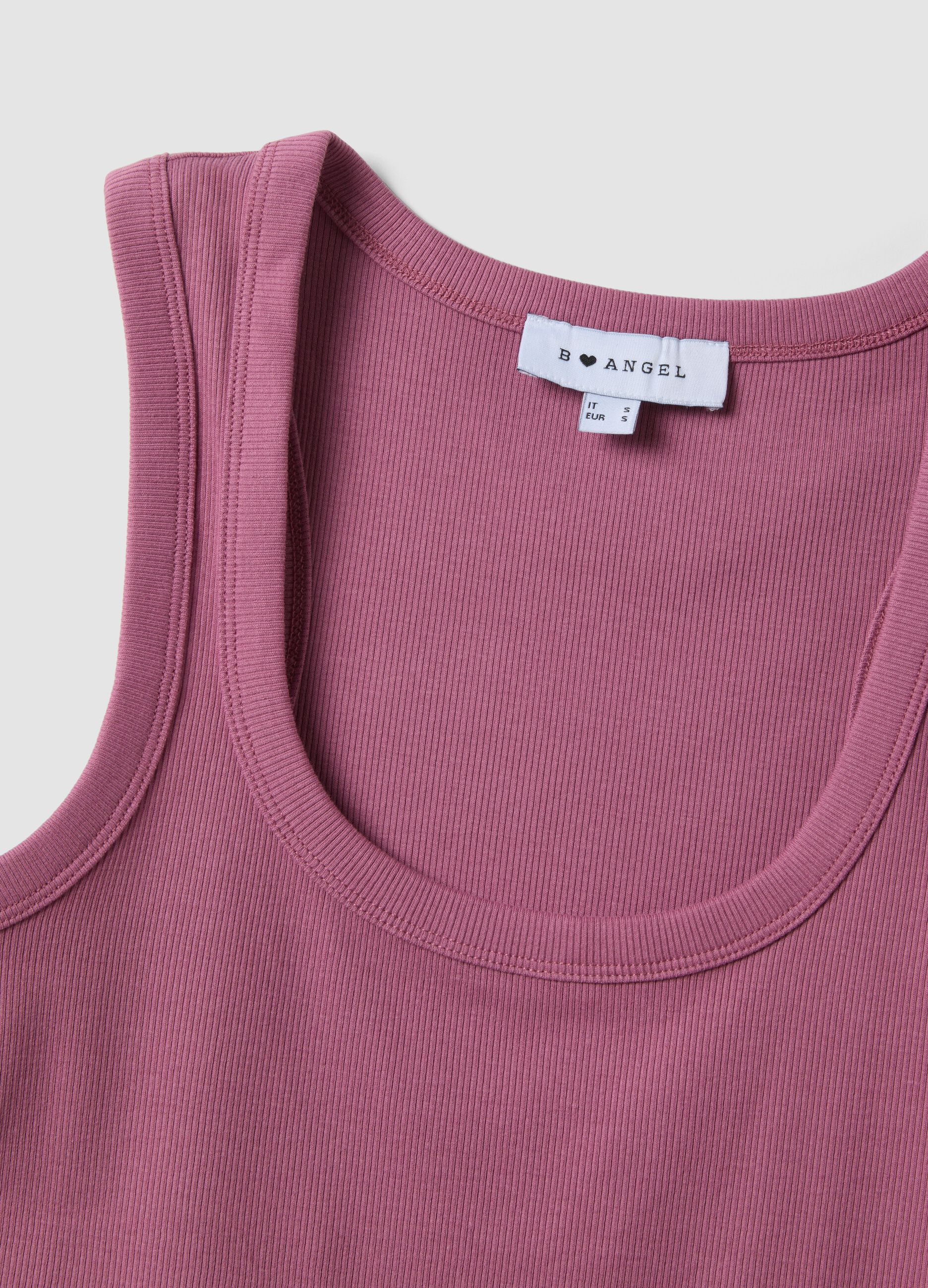 Pink stretch cotton tank top