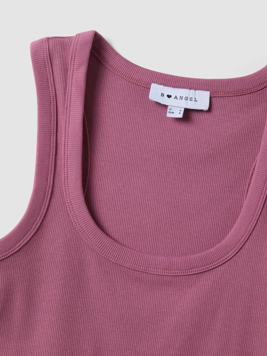 Pink stretch cotton tank top_5