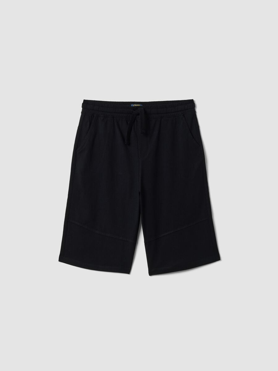 Blue organic cotton shorts with elasticated waist_0