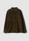 Brown ribbed pure cotton shacket with buttons, oversized fit_0