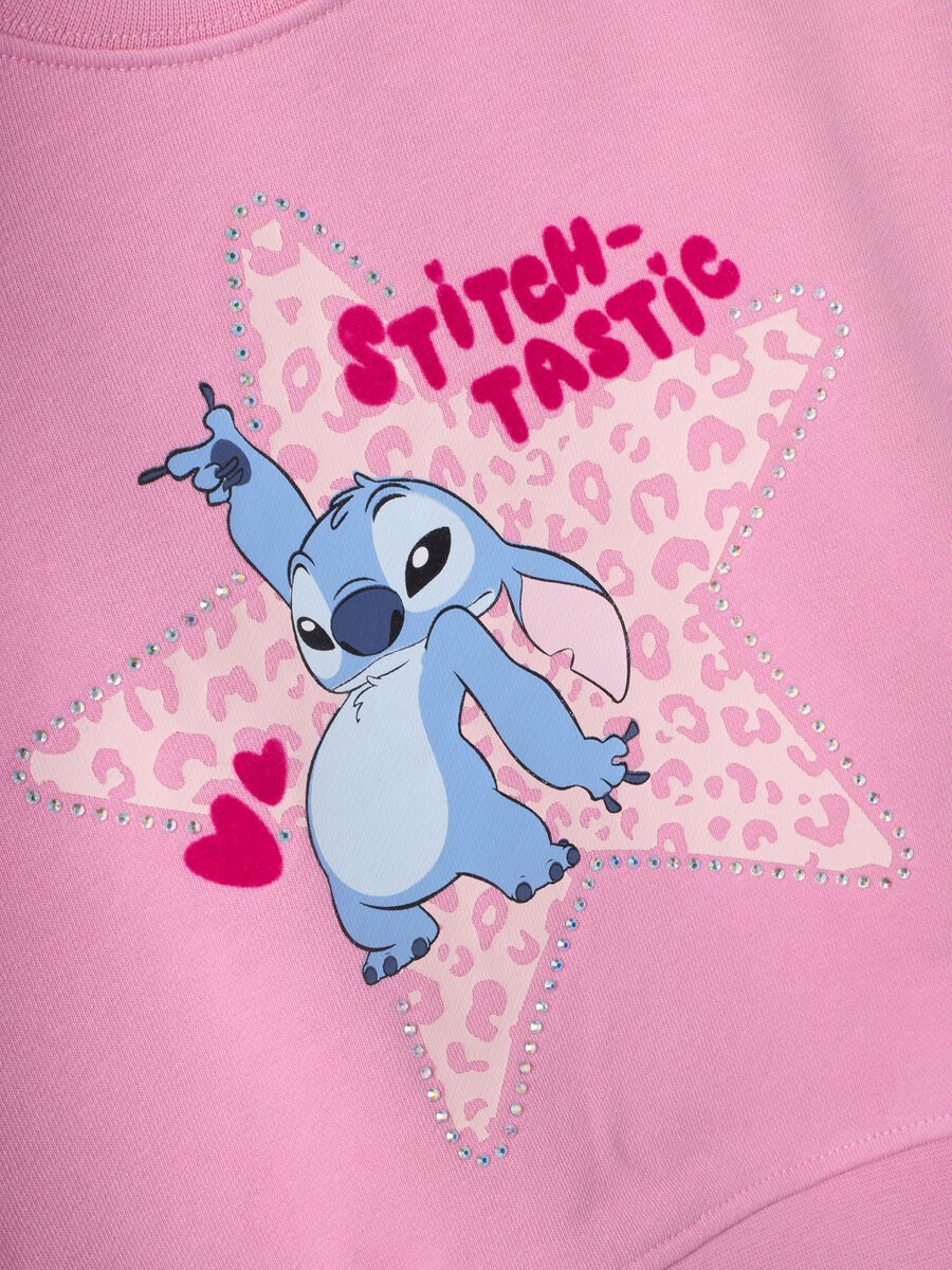 Pink cotton-blend sweatshirt with Lilo & Stitch front print for girls_2