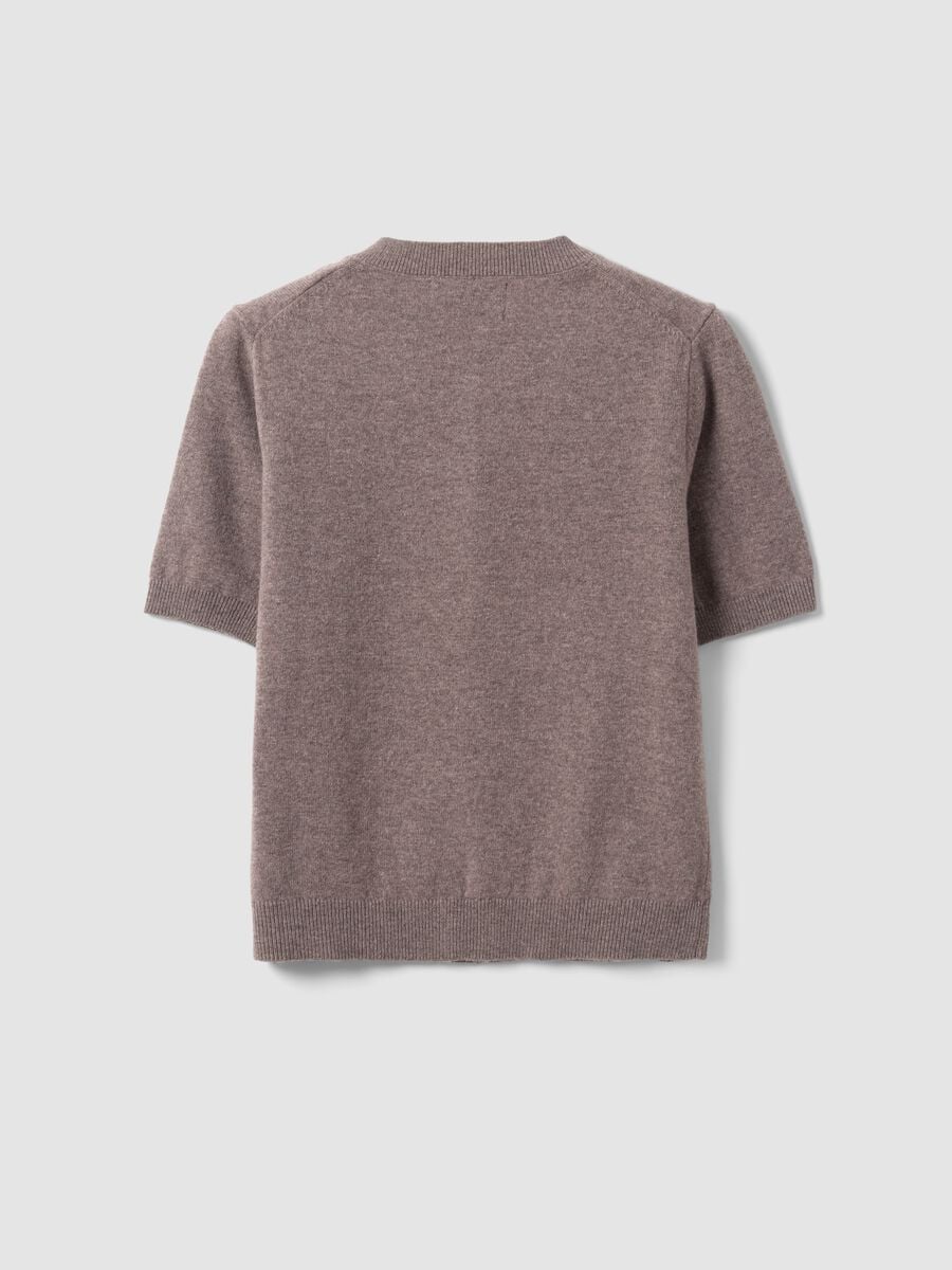 Grey pure wool crew-neck cardigan, regular fit_6