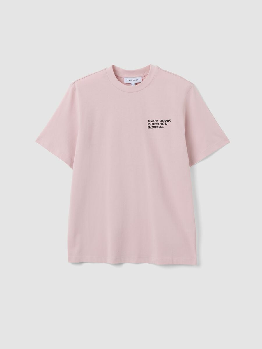 Pink relaxed-fit pure cotton T-shirt with print_0