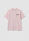 T-shirt rosa relaxed fit em algod&atilde;o puro com estampado_0