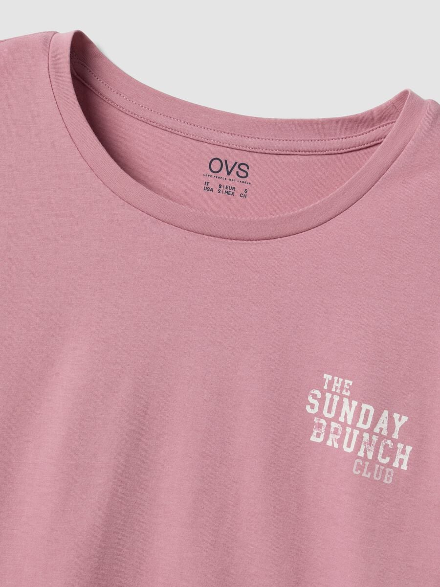 Pink organic cotton pyjama T-shirt with front slogan_6