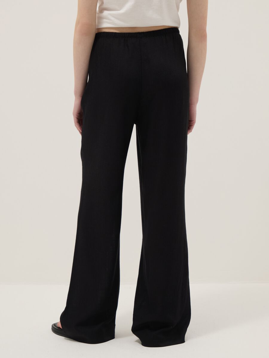 Black viscose and linen blend joggers &ndash; relaxed fit_2