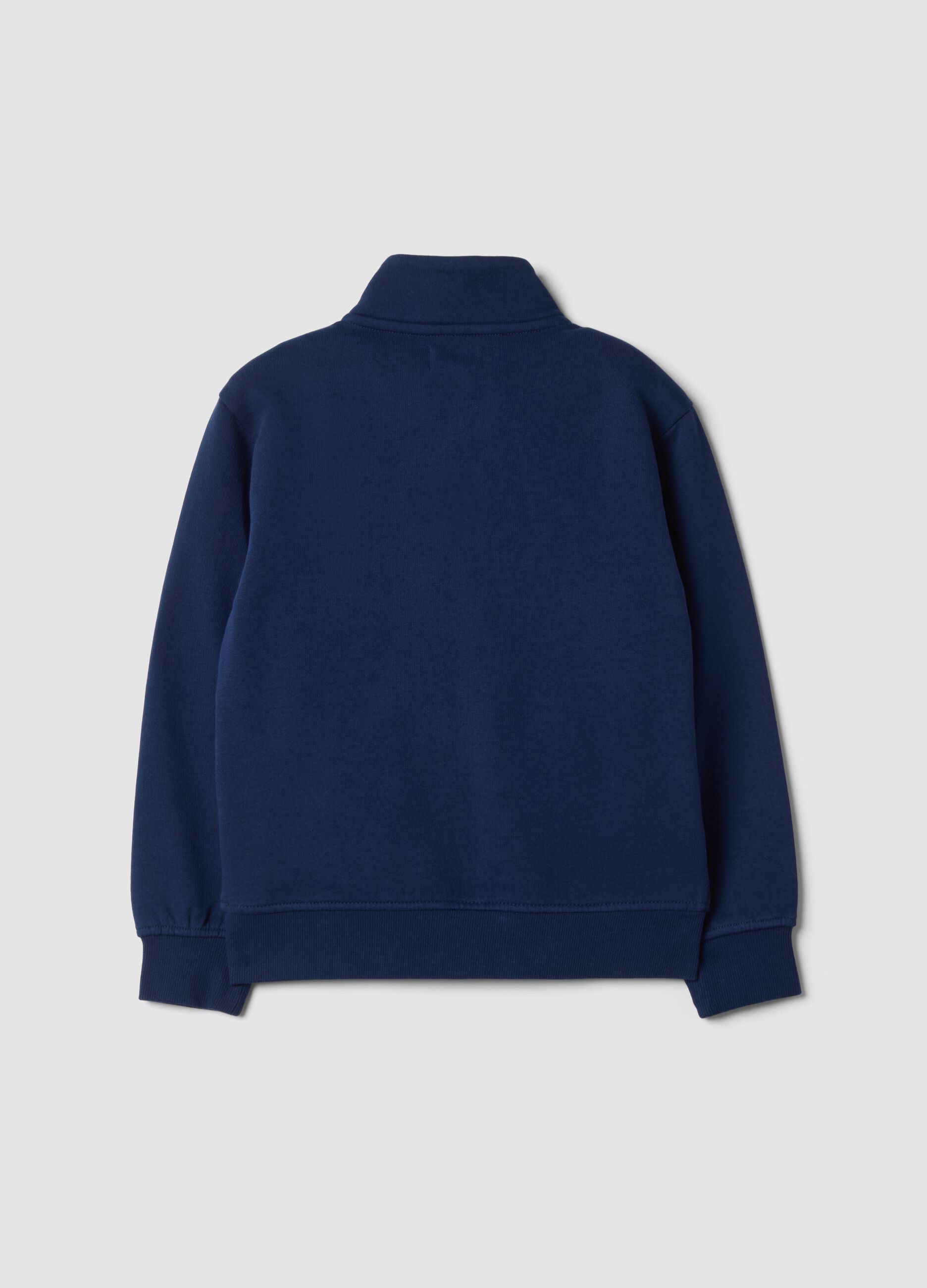 Felpa blu in puro cotone organico con colletto