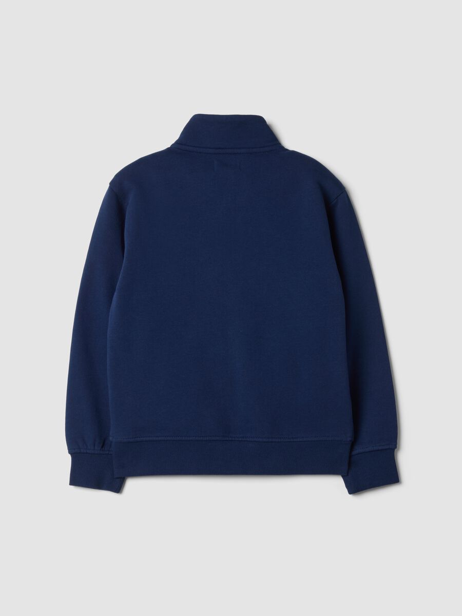 Felpa blu in puro cotone organico con colletto_1