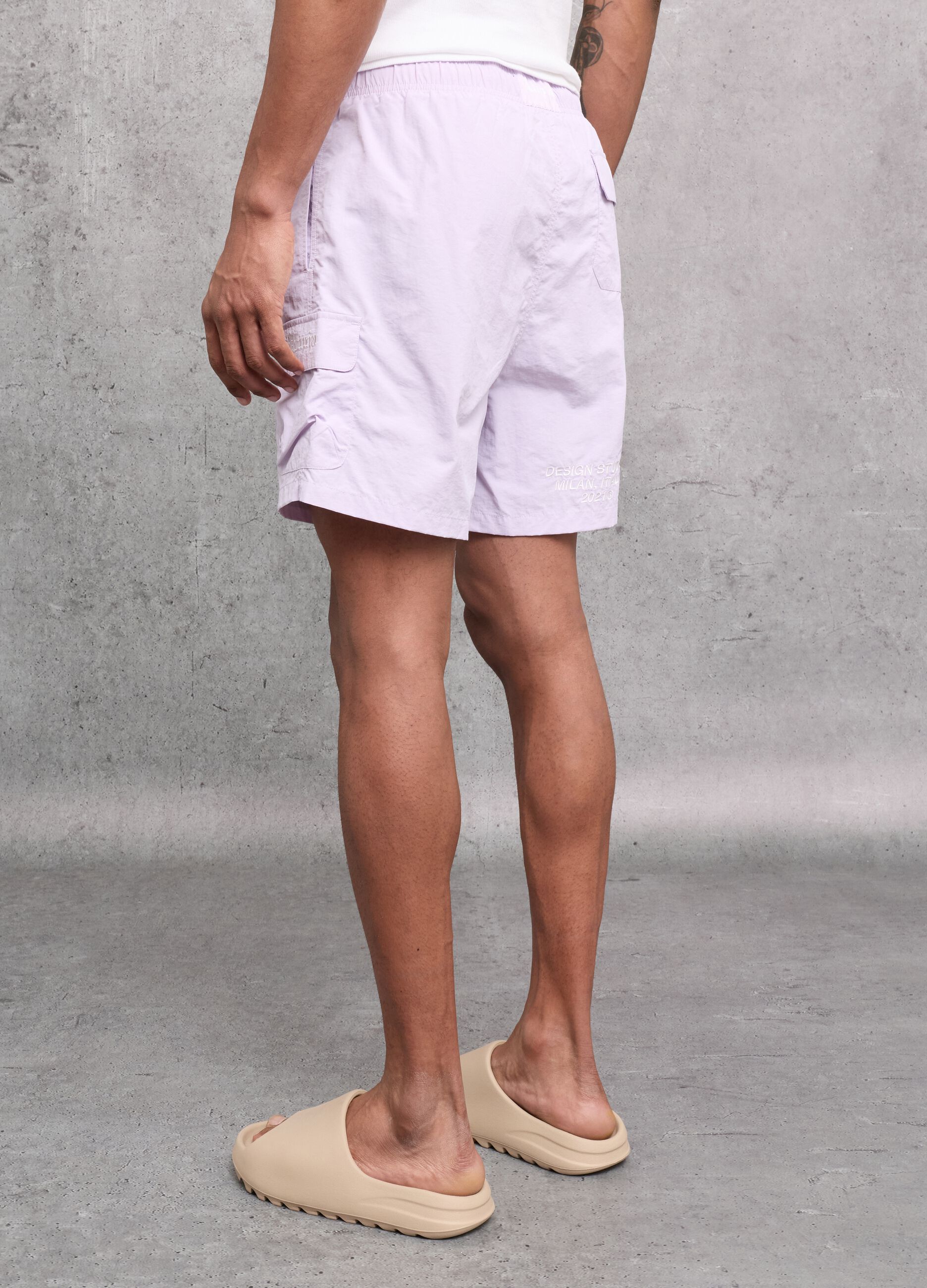 Pastel Lilac Cargo Swim Shorts