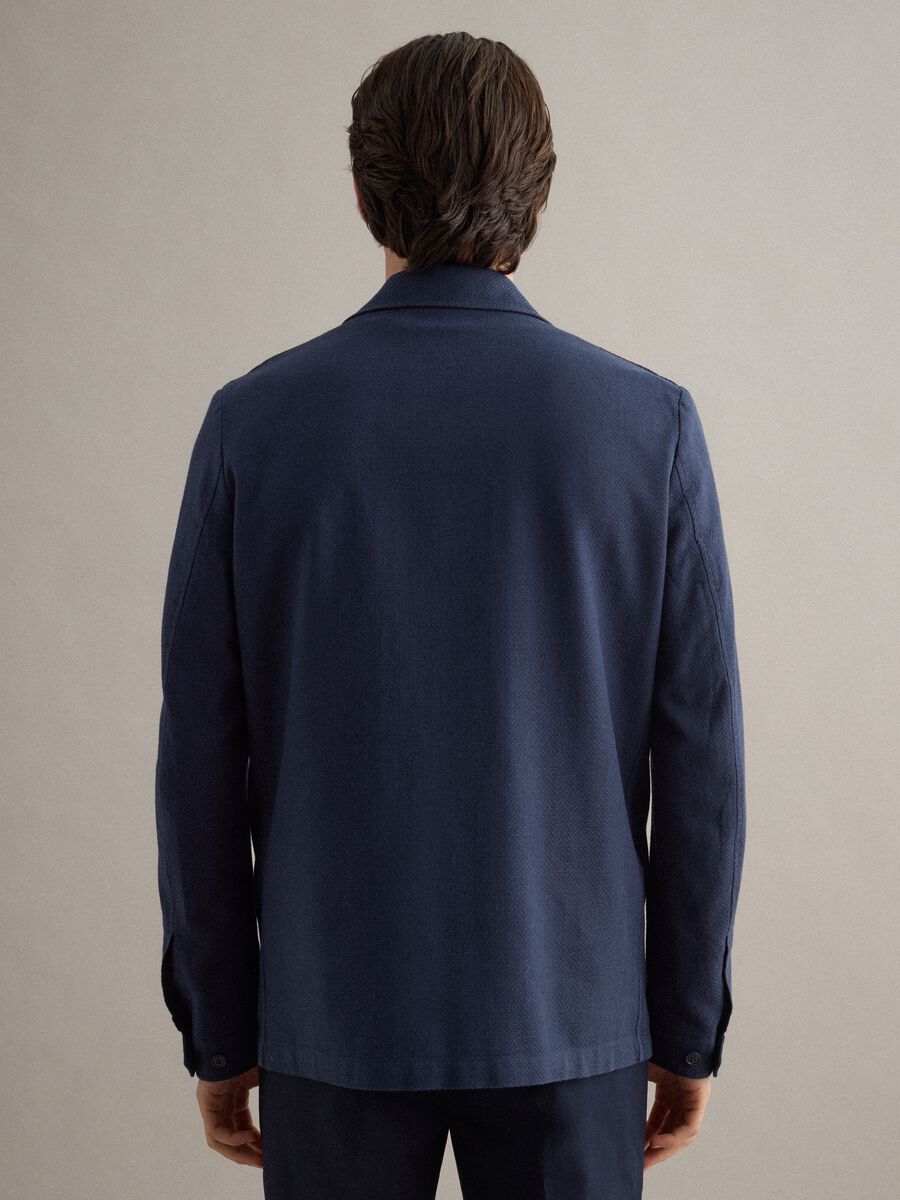 Blue cotton-linen blend blazer regular fit_4