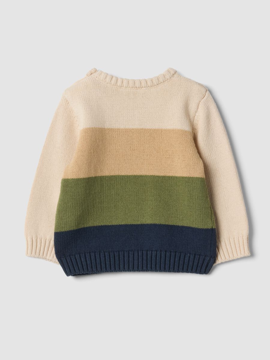 Multicolour striped pure cotton crew-neck baby top_1