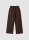 Brown wide-leg cotton-blend trousers with lurex_0