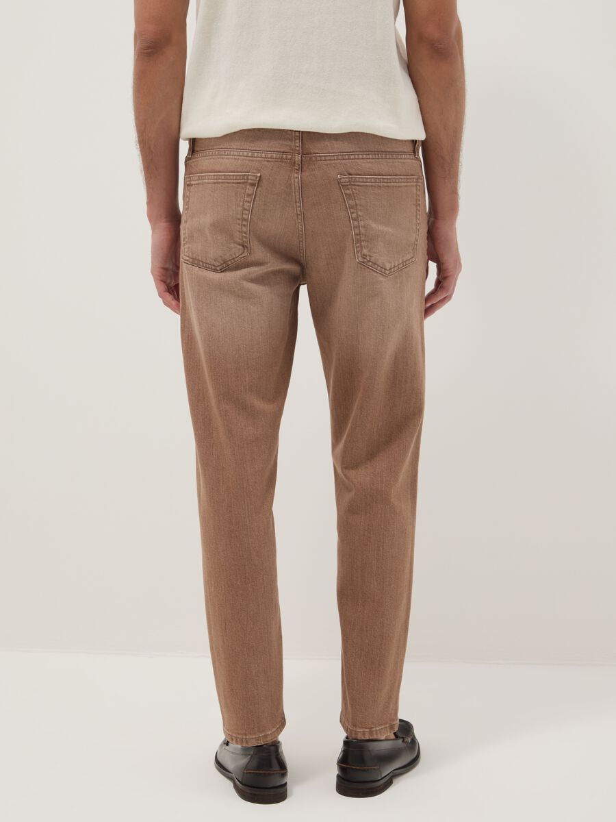 Brown denim jeans in stretch cotton, relaxed fit_2