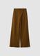 Jeans marroni wide leg in twill di cotone elasticizzato_4